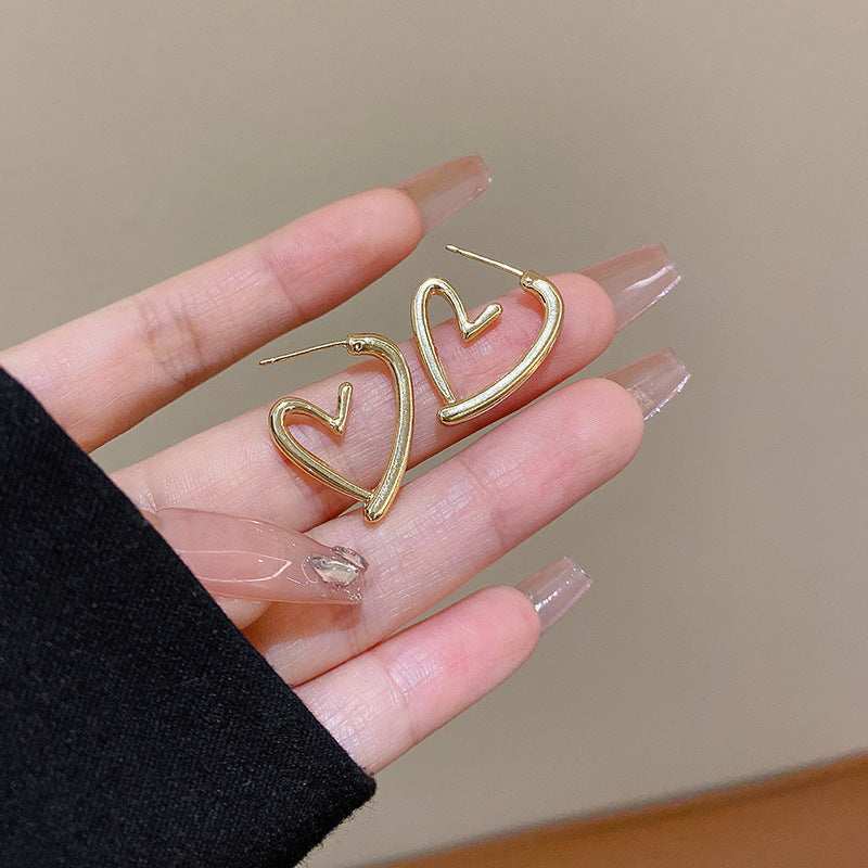 Silver Needle Retro Geometric Metal Earrings Female Niche Temperament