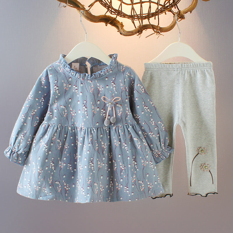 New Style Western Style Cotton Two-piece Baby Girl Spring And Autumn Clothes