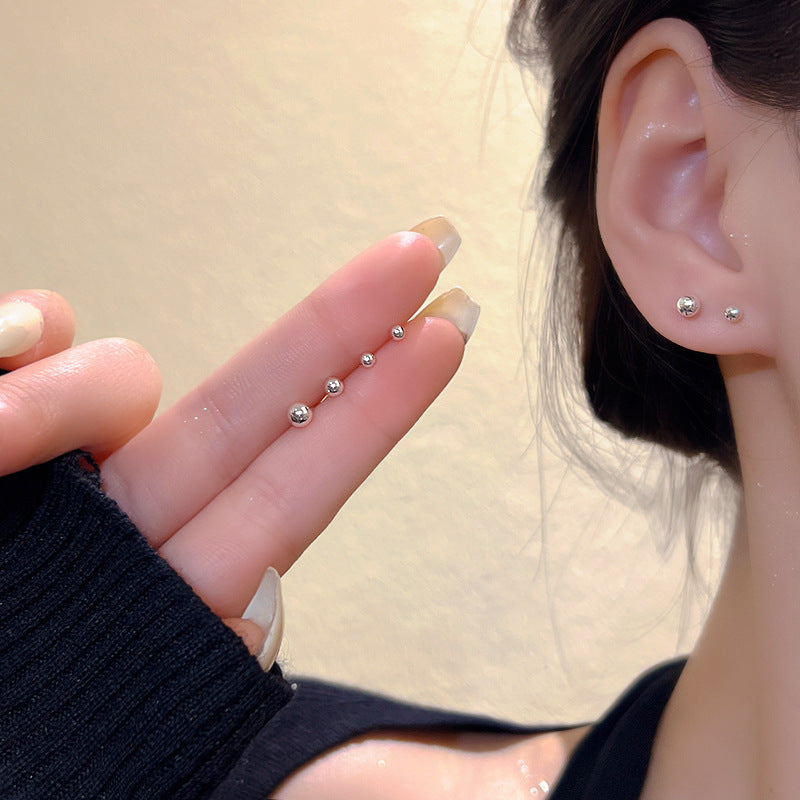 Silver Needle Retro Geometric Metal Earrings Female Niche Temperament
