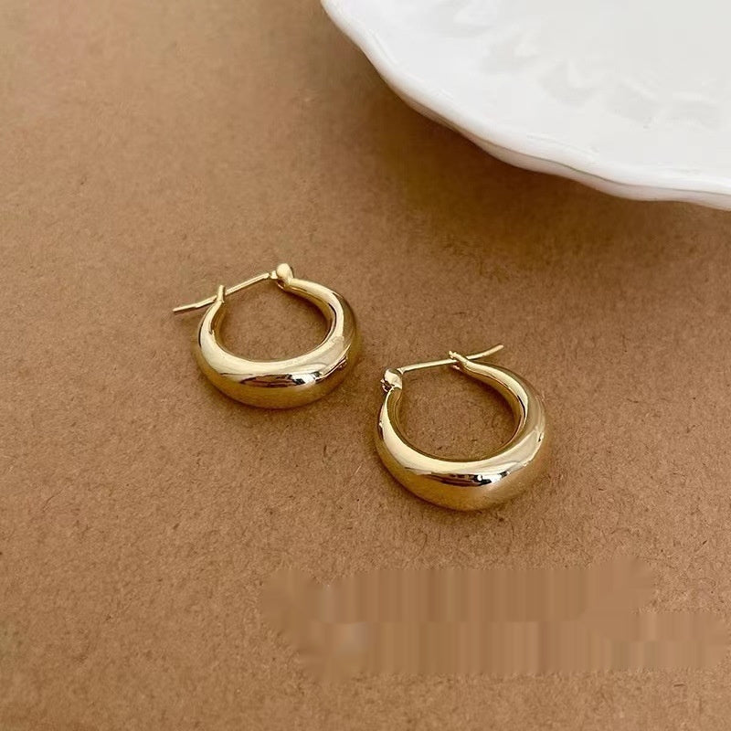 Silver Needle Retro Geometric Metal Earrings Female Niche Temperament