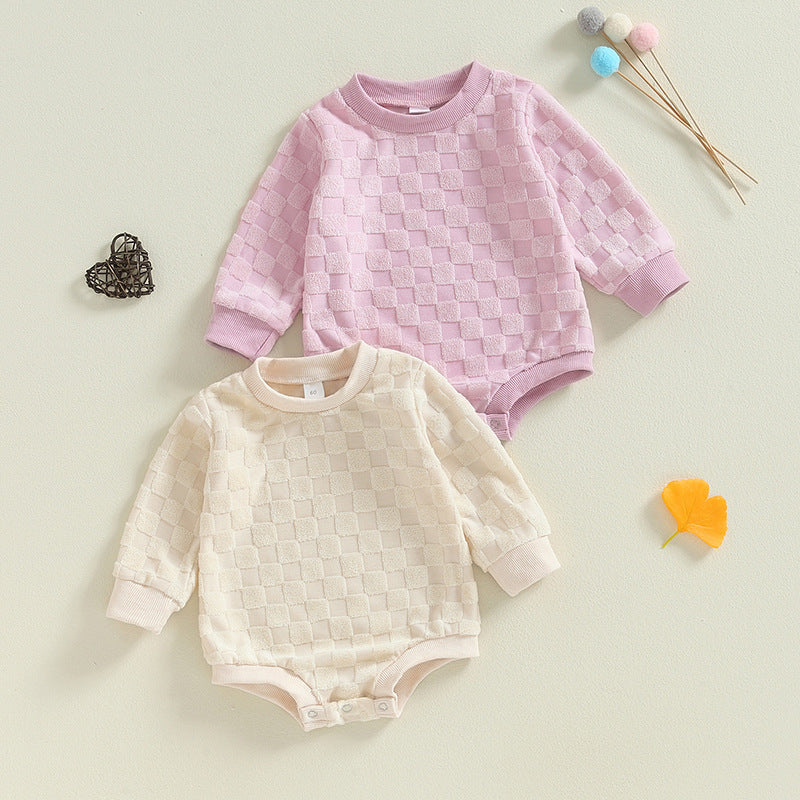 Baby Checkerboard Long Sleeve Butt Wrap Clothes