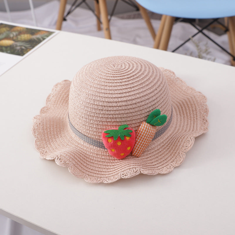 Summer Baby Flower Breathable Hat Straw Hat With Handbag Bags