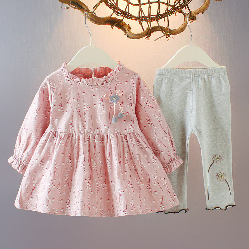 New Style Western Style Cotton Two-piece Baby Girl Spring And Autumn Clothes