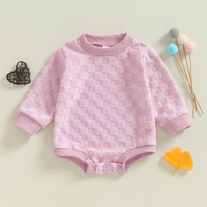 Baby Checkerboard Long Sleeve Butt Wrap Clothes