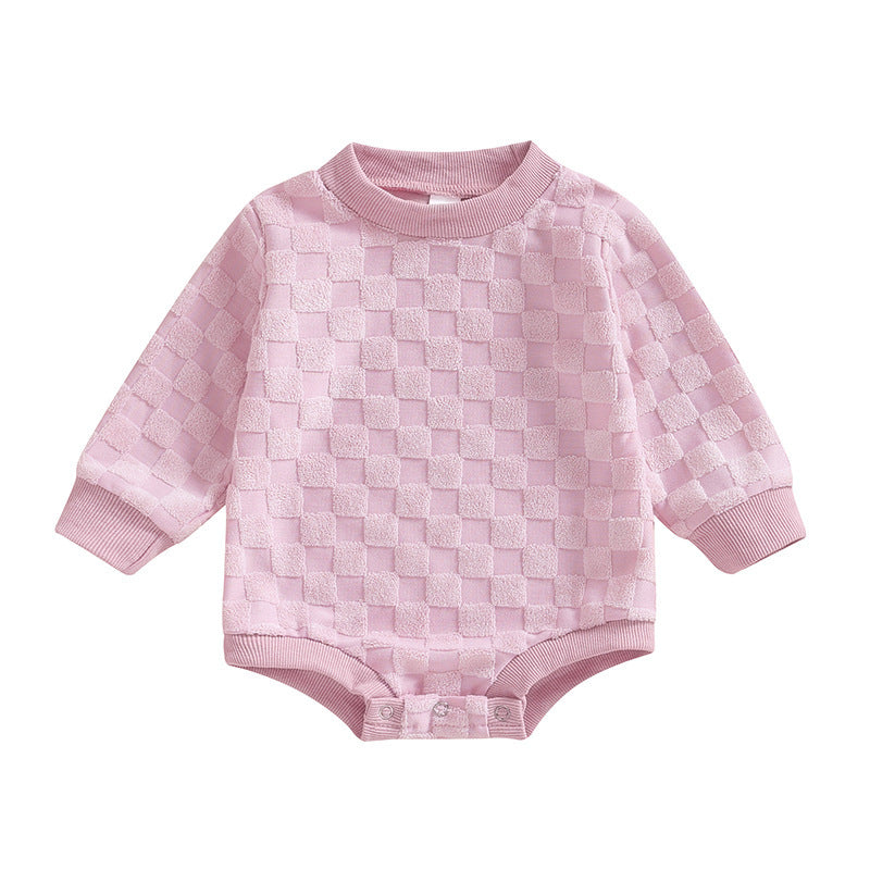 Baby Checkerboard Long Sleeve Butt Wrap Clothes