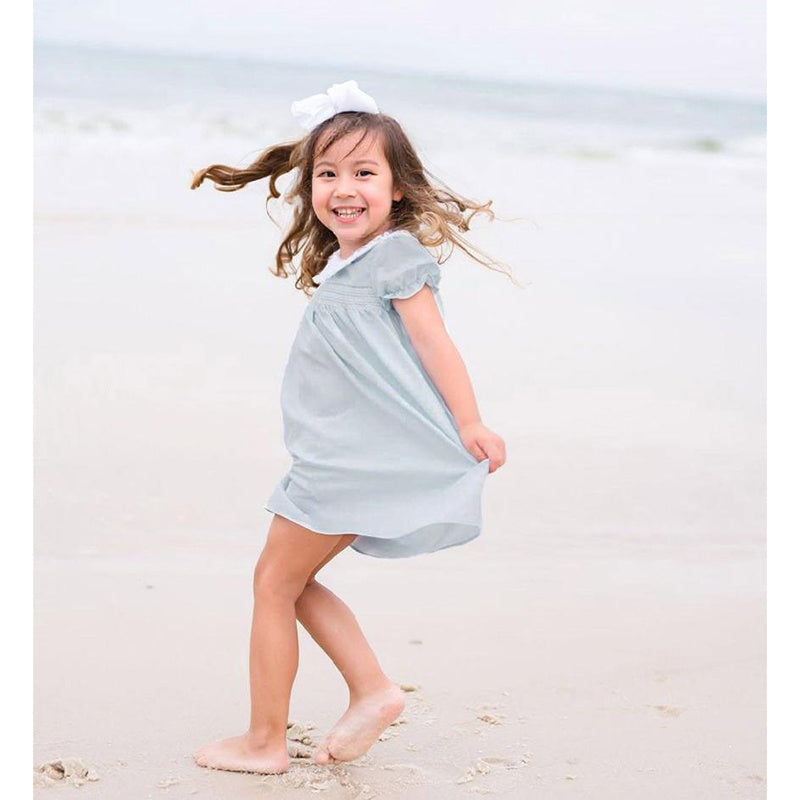 Toddler Girls' Smocked Dress Cute Puff Short Sleeves Lace Crew Neck, Adorable Princess Party Dress