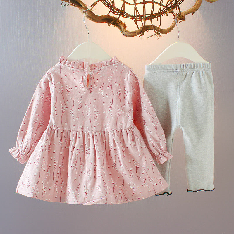 New Style Western Style Cotton Two-piece Baby Girl Spring And Autumn Clothes