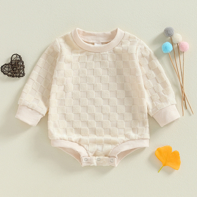 Baby Checkerboard Long Sleeve Butt Wrap Clothes