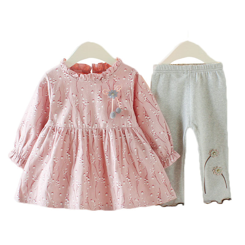 New Style Western Style Cotton Two-piece Baby Girl Spring And Autumn Clothes